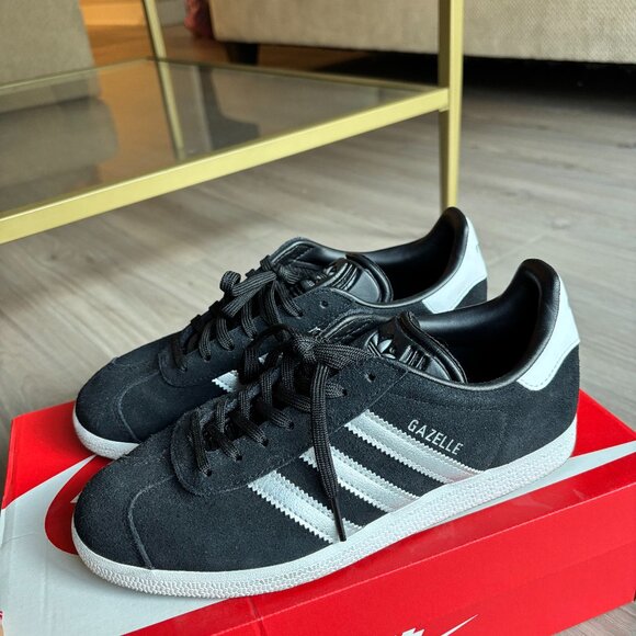 Adidas Gazelle Black/Silver/White - Women's Size 7 - Picture 1 of 7